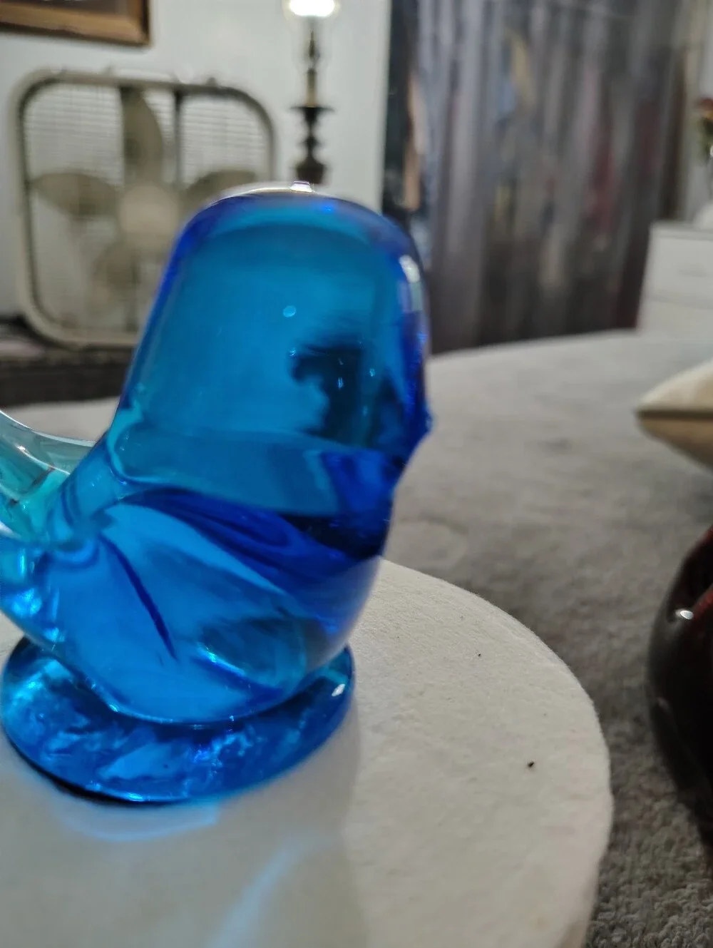 Signed 1993 Blue Glass  Bird Figurine - Bluebird Of Happiness By Leo Ward